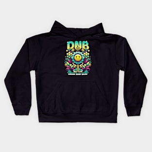 DNB - Floral Smiley Vibes (teal/yellow) Kids Hoodie